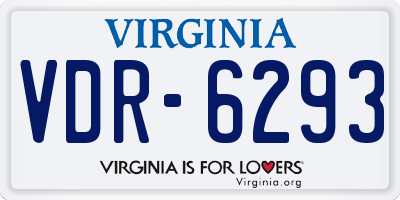 VA license plate VDR6293