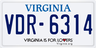 VA license plate VDR6314