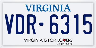 VA license plate VDR6315