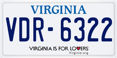 VA license plate VDR6322