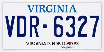 VA license plate VDR6327
