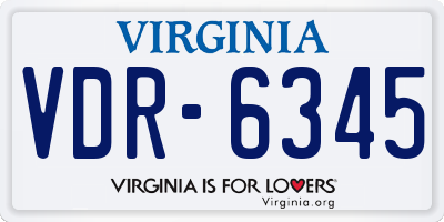 VA license plate VDR6345
