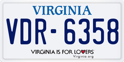 VA license plate VDR6358