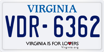 VA license plate VDR6362