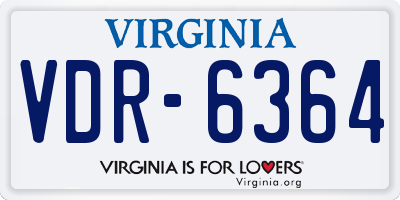 VA license plate VDR6364