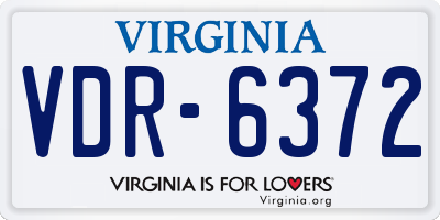 VA license plate VDR6372