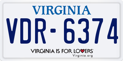 VA license plate VDR6374