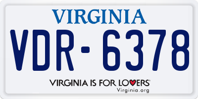 VA license plate VDR6378
