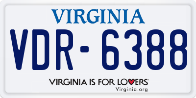 VA license plate VDR6388