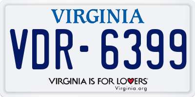 VA license plate VDR6399