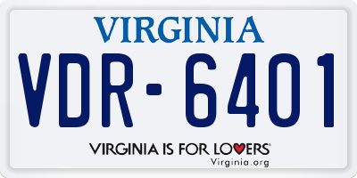 VA license plate VDR6401