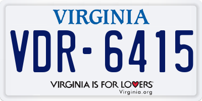 VA license plate VDR6415