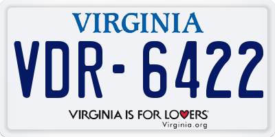 VA license plate VDR6422