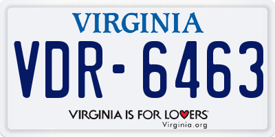 VA license plate VDR6463