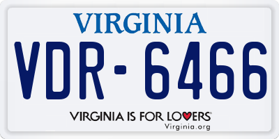 VA license plate VDR6466
