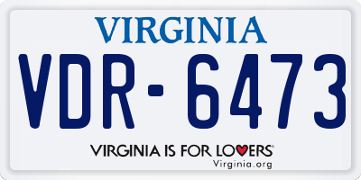 VA license plate VDR6473