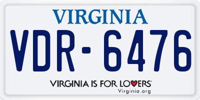 VA license plate VDR6476