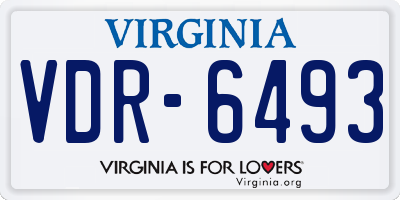 VA license plate VDR6493