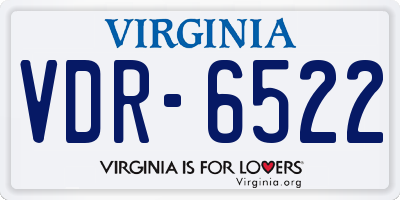 VA license plate VDR6522