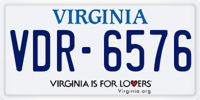 VA license plate VDR6576