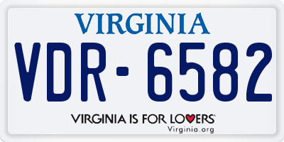 VA license plate VDR6582