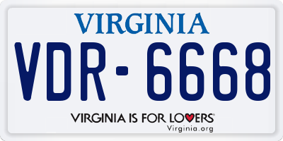 VA license plate VDR6668