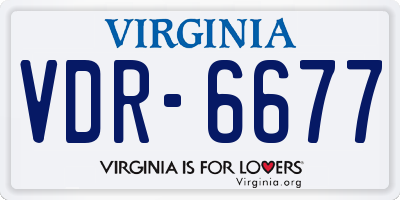 VA license plate VDR6677