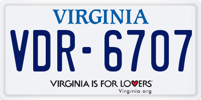 VA license plate VDR6707