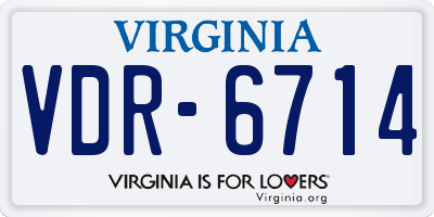 VA license plate VDR6714