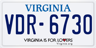 VA license plate VDR6730