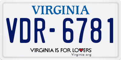 VA license plate VDR6781