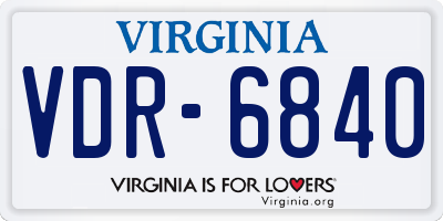 VA license plate VDR6840