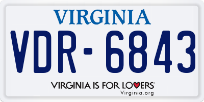 VA license plate VDR6843