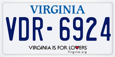 VA license plate VDR6924