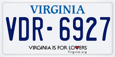 VA license plate VDR6927