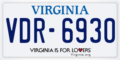 VA license plate VDR6930