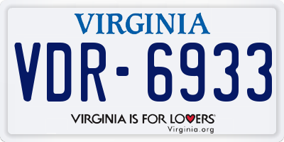 VA license plate VDR6933