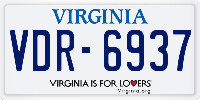 VA license plate VDR6937