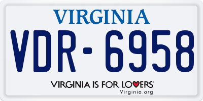 VA license plate VDR6958