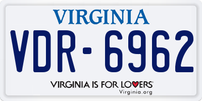 VA license plate VDR6962
