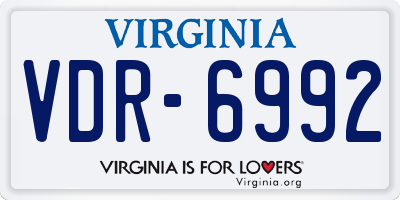 VA license plate VDR6992