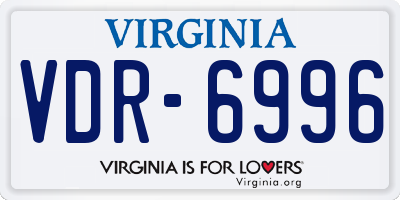 VA license plate VDR6996