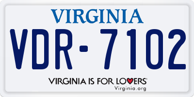 VA license plate VDR7102