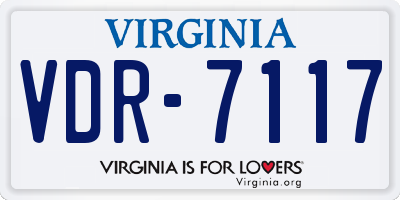 VA license plate VDR7117