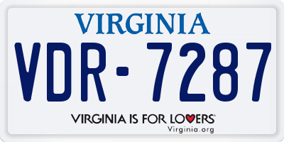 VA license plate VDR7287