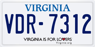 VA license plate VDR7312