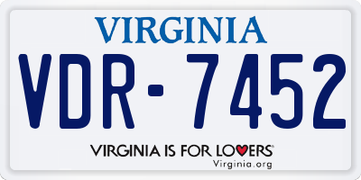 VA license plate VDR7452