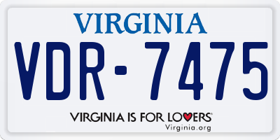 VA license plate VDR7475