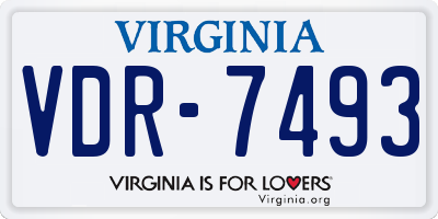 VA license plate VDR7493
