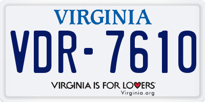 VA license plate VDR7610